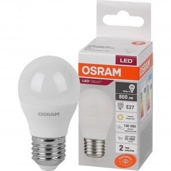Лампа светодиодная LEDVANCE LED 10 Вт E27 3000К 800Лм шарик 220 В (замена 75Вт) OSRAM
