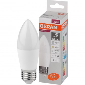 Лампа светодиодная LEDVANCE LED 10 Вт E27 3000К 800Лм свеча 220 В (замена 75Вт) OSRAM