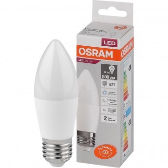 Лампа светодиодная LEDVANCE LED 10 Вт E27 6500К 800Лм свеча 220 В (замена 75Вт) OSRAM