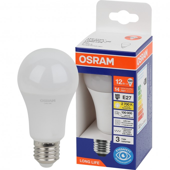 Лампа светодиодная LEDVANCE LED 12Вт Е27 2700К 1055Лм груша 220В (замена 100Вт) OSRAM 4099854186066