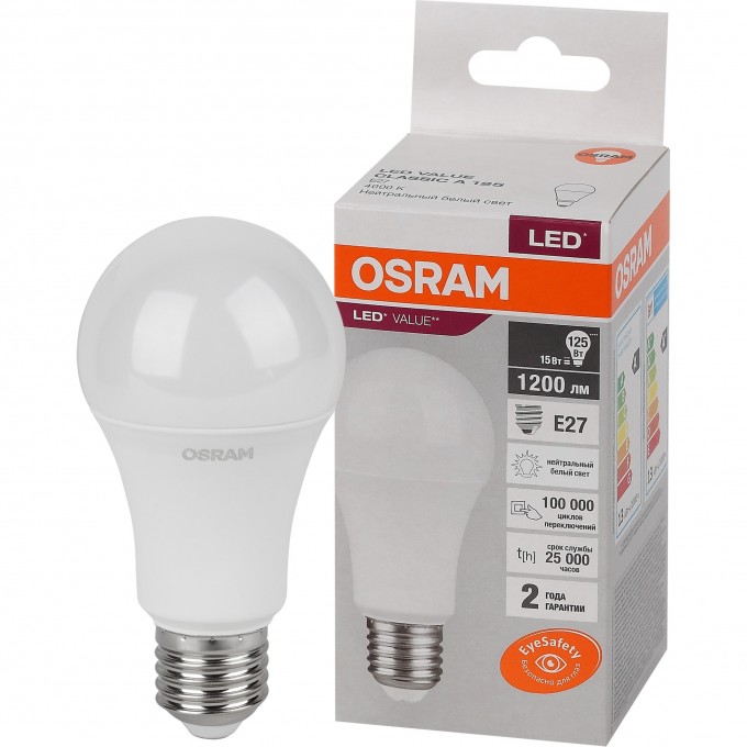 Лампа светодиодная LEDVANCE LED 15 Вт E27 4000К 1200Лм груша 220 В (замена 125Вт) OSRAM 4058075579156