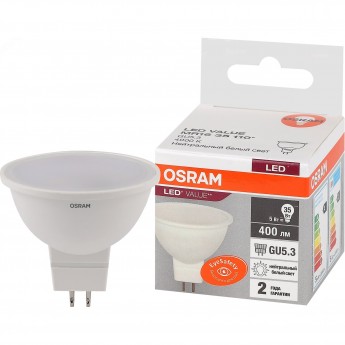 Лампа светодиодная LEDVANCE LED 5 Вт GU5.3 4000К 400Лм спот 220 В (замена 35Вт) OSRAM