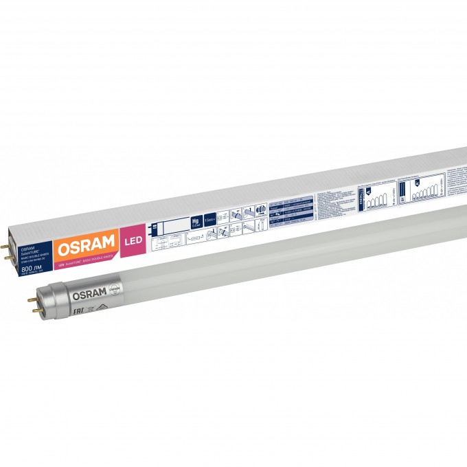 Светодиодная трубчатая лампа LEDVANCE OSRAM SubstiTUBE Basic G13 9W замена 18 Вт холодный белый свет 4058075377509